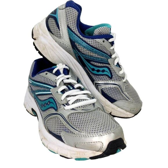 Saucony Cohesion 9 Womens Pre-owned Gray/Metallic Green Running Sneakers - sz. 6 - Picture 1 of 6